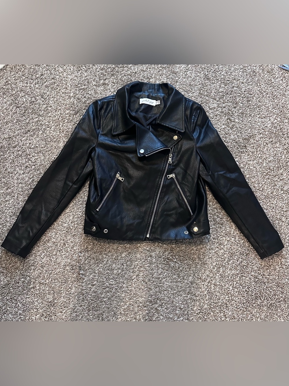 Petal + Pup Black Faux Leather Moto Biker Jacket Size 6